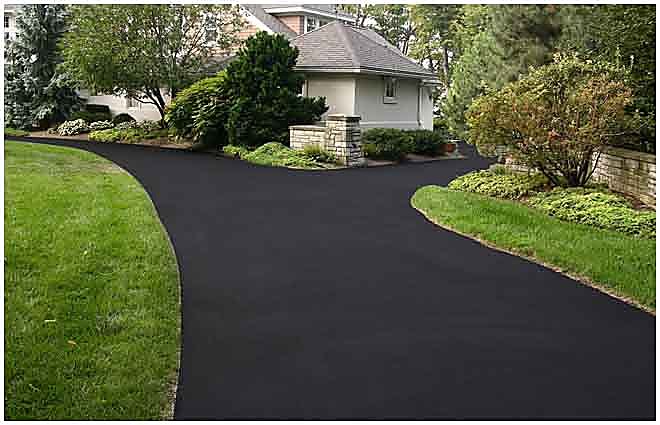 Completed sealcoated residential driveway